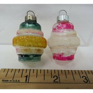 🌲 VTG LOT OF 2 MERCURY Glass FIGURAL LANTERN Christmas Ornaments~Unsilvered~ 2"